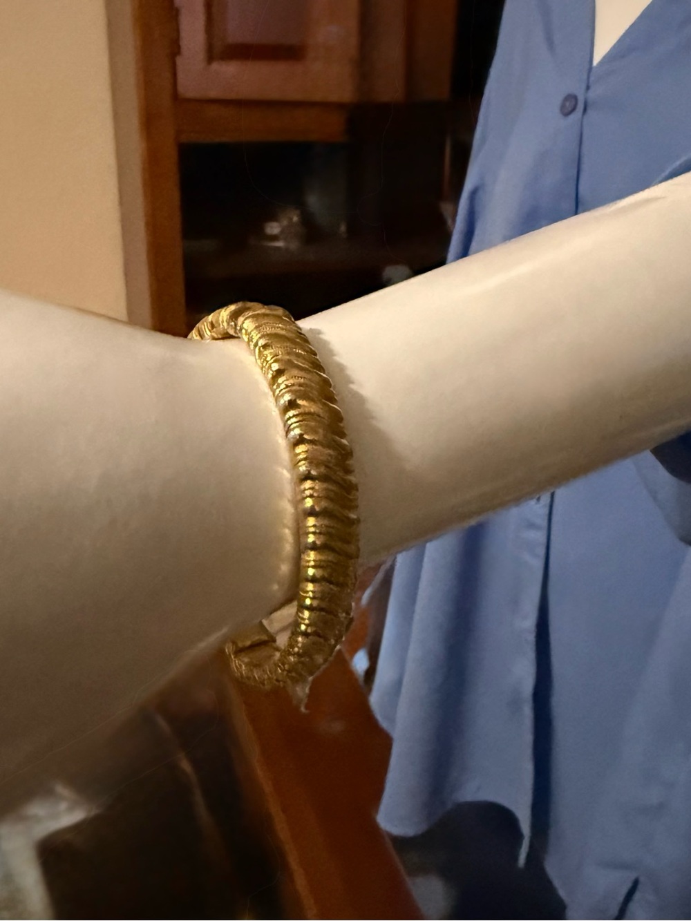 Gold-tone Twisted Pattern Wrapped Bangle Bracelet